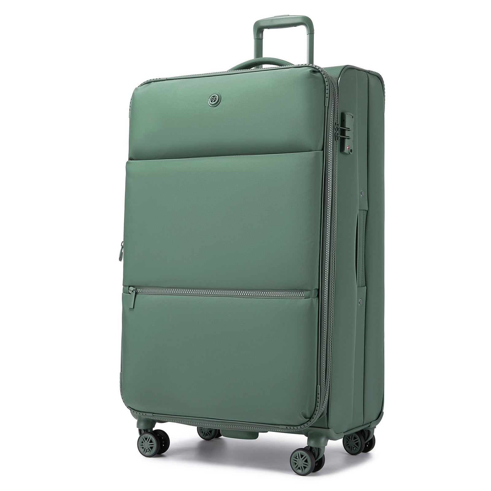30 inch Women's Lightweight Softshell Suitcase with Spinner Wheels and Spacious Compartments - Green