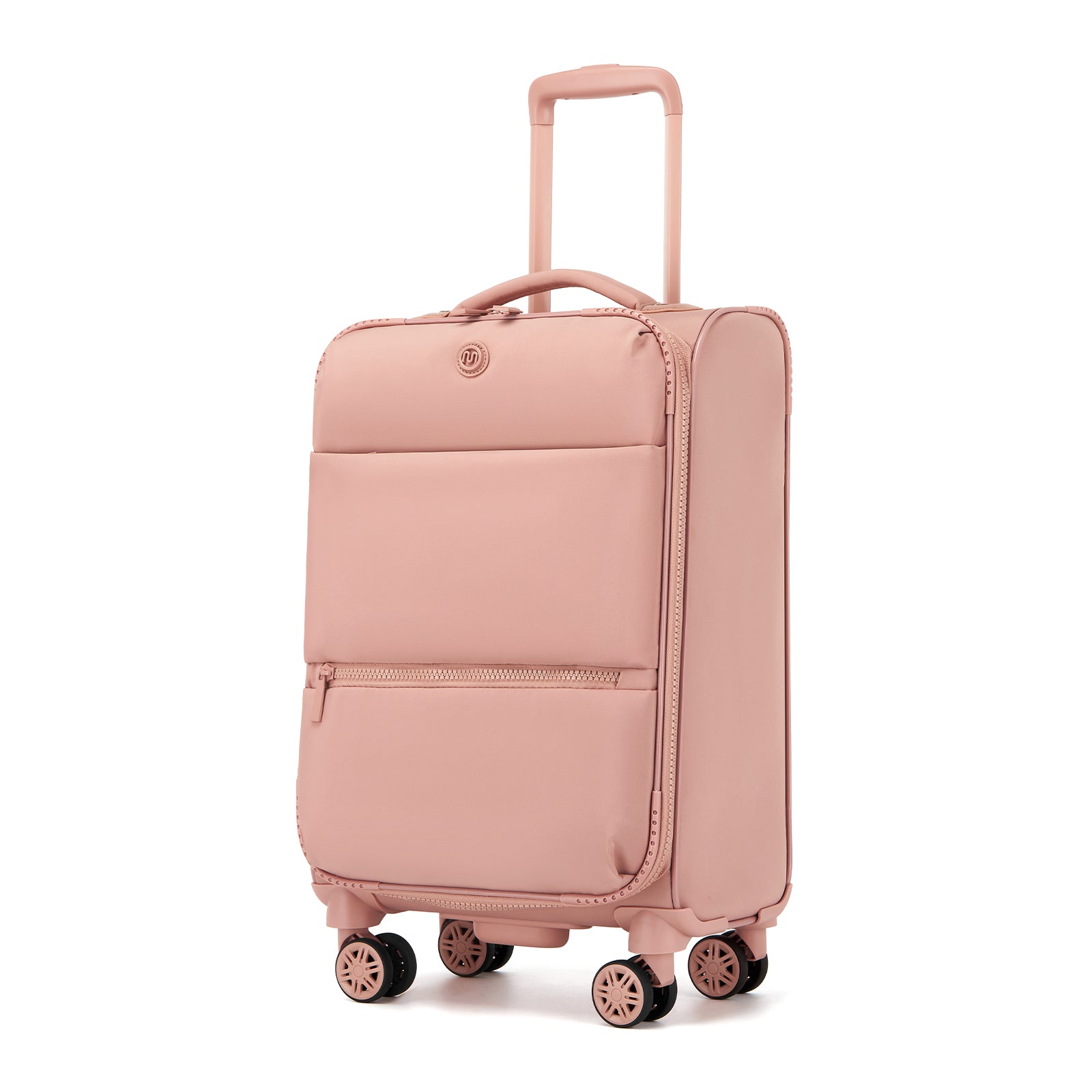 20 inch Women's Lightweight Softshell Suitcase with Spinner Wheels and Spacious Compartments - Pink
