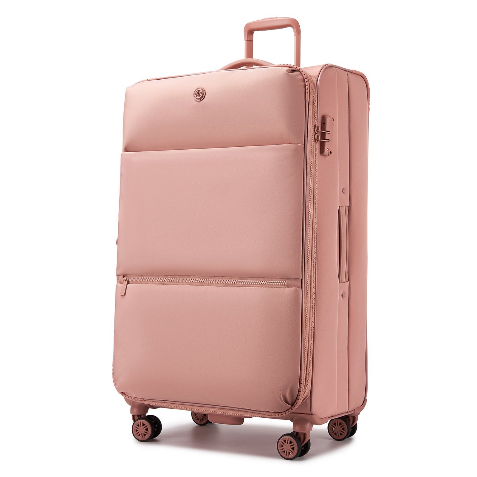 30 inch Women's Lightweight Softshell Suitcase with Spinner Wheels and Spacious Compartments - Pink