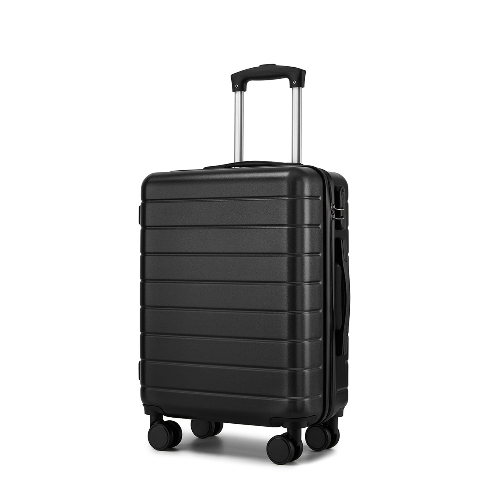 20 Inch Carry-On Luggage, Lightweight ABS Hard Shell Suitcase with 360 Silent Wheels, Combination Lock & Organised Interior - Black