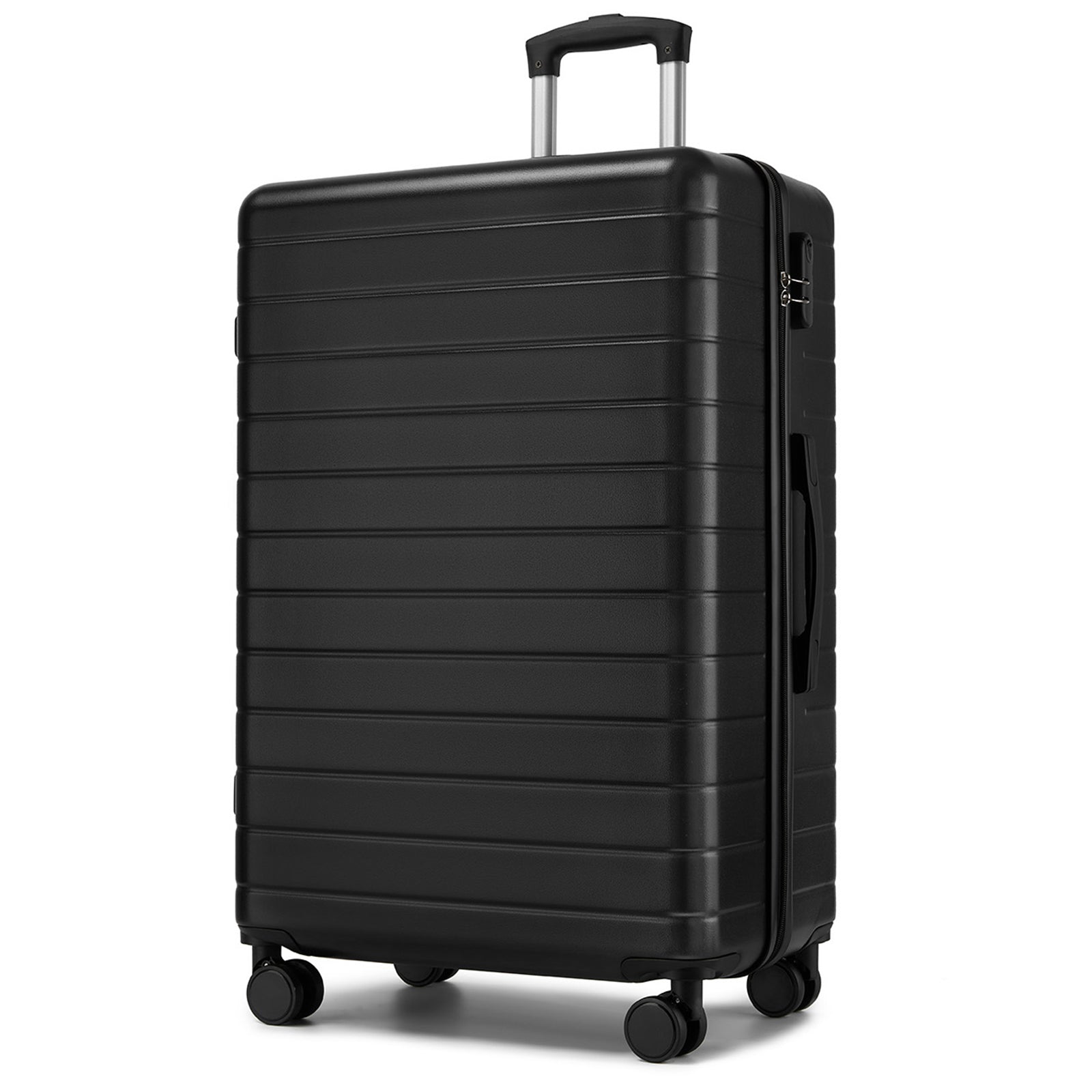 28 Inch Large Checked Luggage, Premium ABS Hard Shell Suitcase with 360 Silent Wheels & Secure Combination Lock - Black