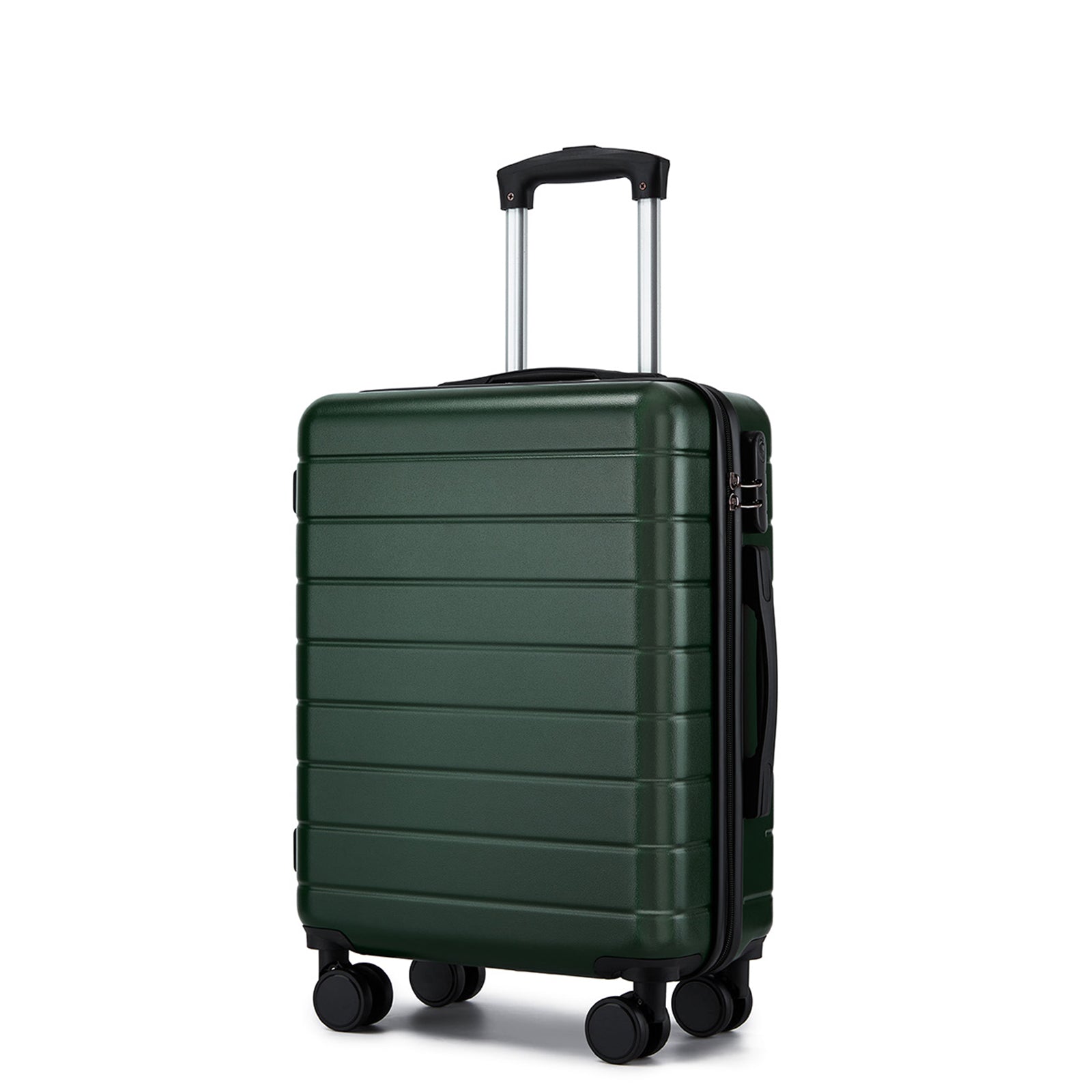 20 Inch Carry-On Luggage, Lightweight ABS Hard Shell Suitcase with 360 Silent Wheels, Combination Lock & Organised Interior - Green