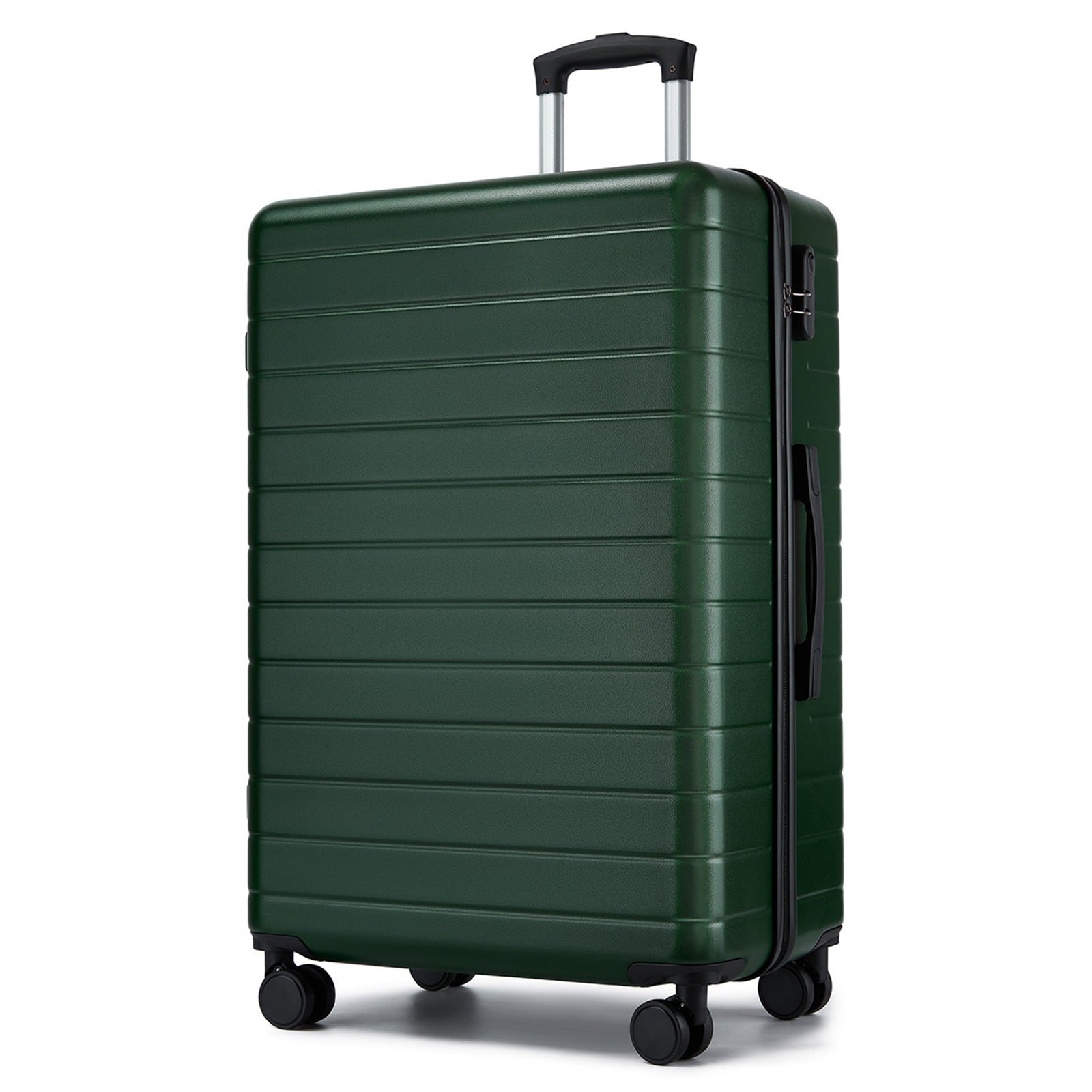 28 Inch Large Checked Luggage, Premium ABS Hard Shell Suitcase with 360 Silent Wheels & Secure Combination Lock - Green