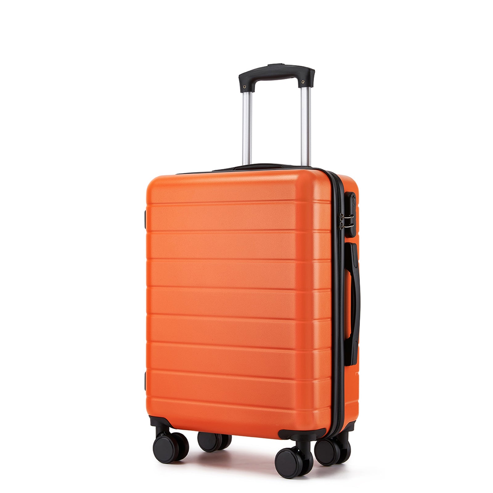 20 Inch Carry-On Luggage, Lightweight ABS Hard Shell Suitcase with 360 Silent Wheels, Combination Lock & Organised Interior - Orange