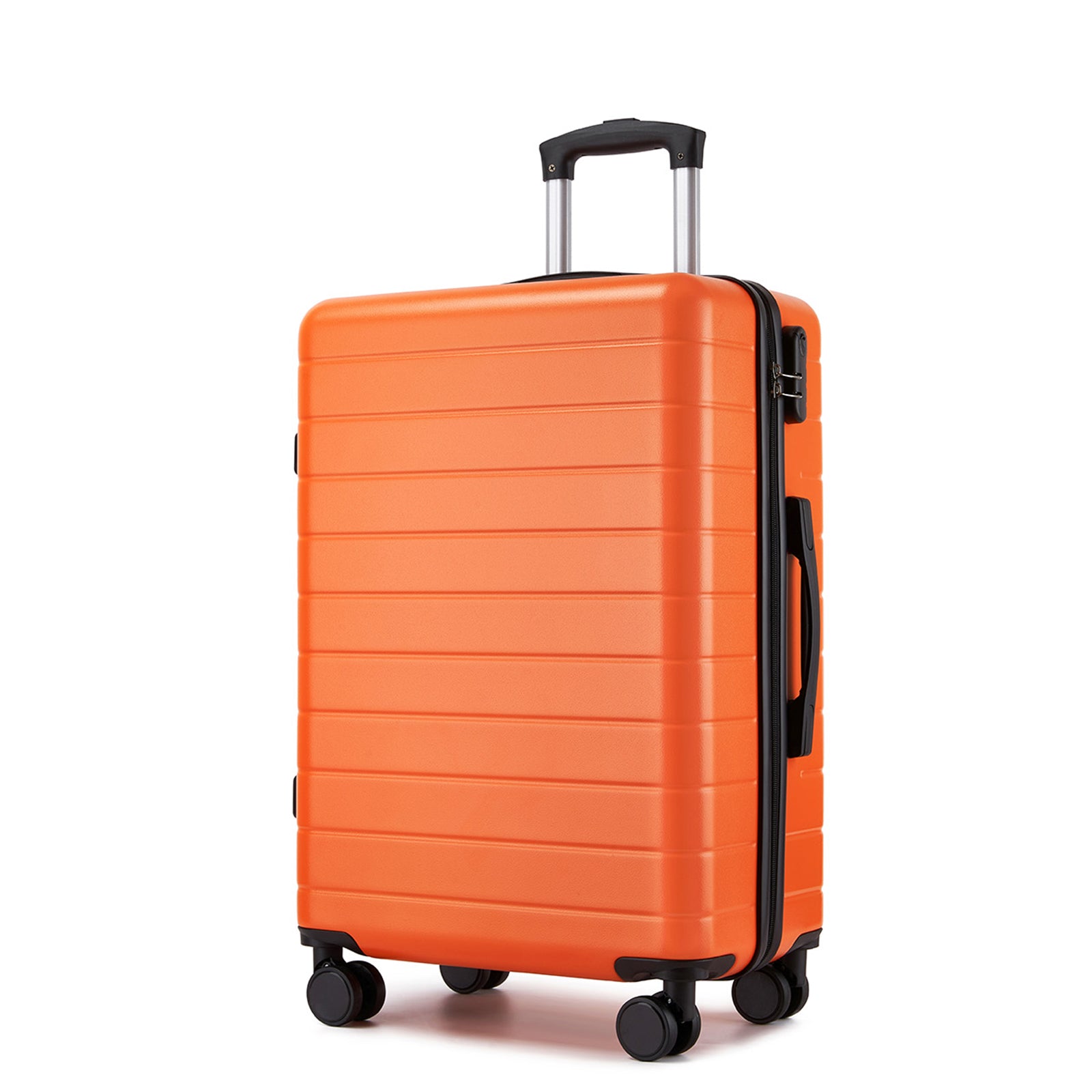24 Inch Checked Luggage, Durable ABS Hard Shell Suitcase with 360 Silent Spinner Wheels & Secure Combination Lock - Orange