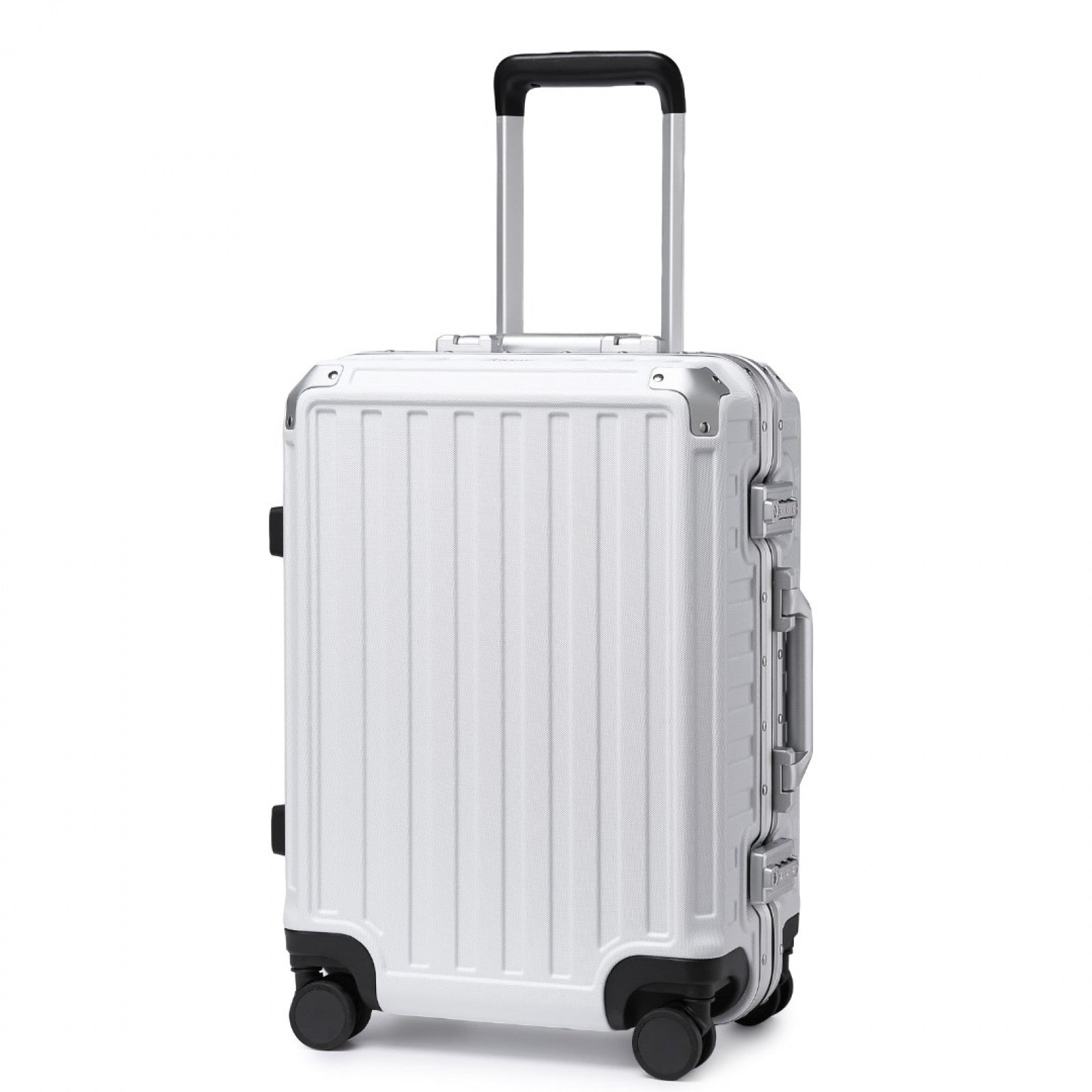 Supercase Durable 20 Inch PC Hardshell Aluminum Frame Suitcase With TSA Lock - White