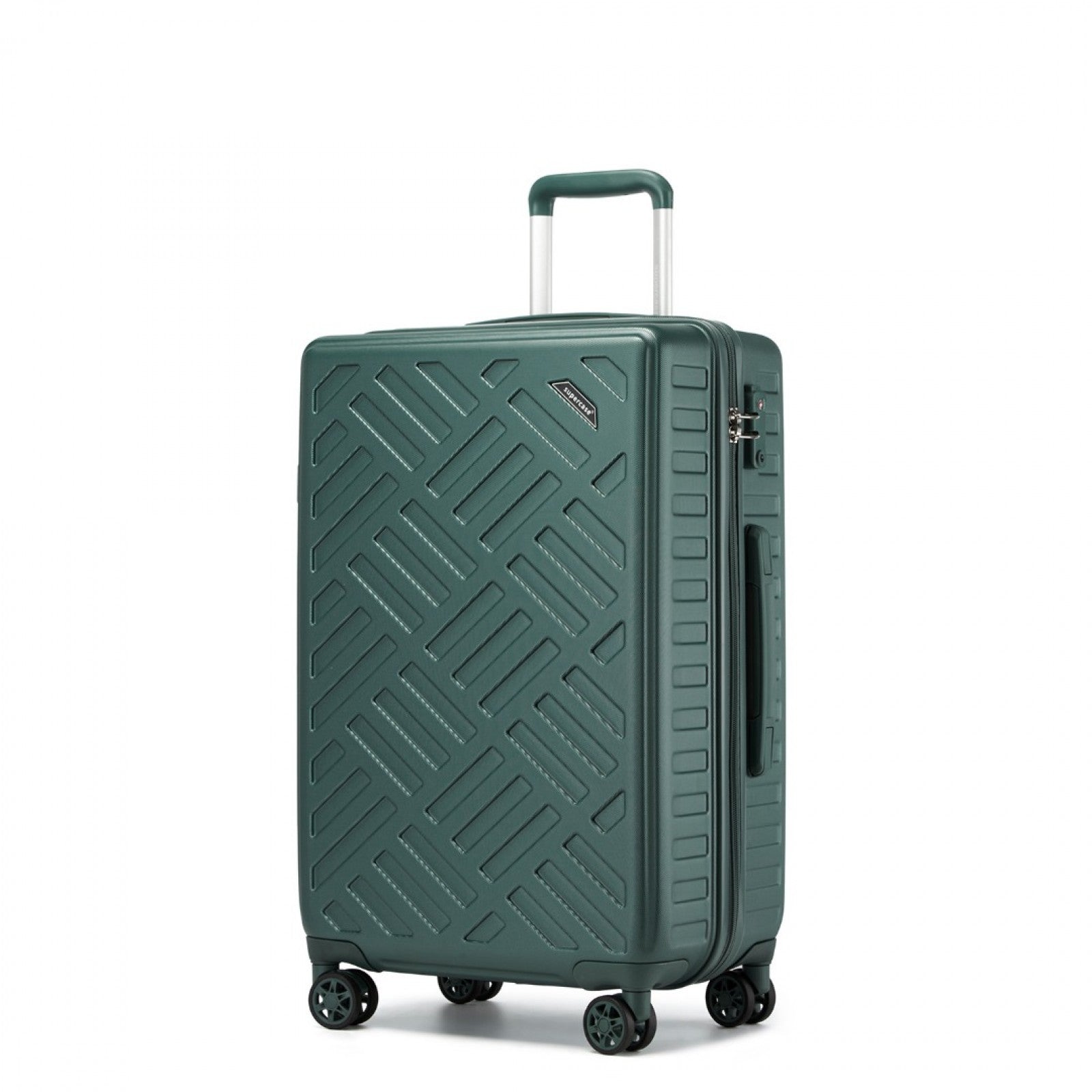 Supercase 24 Inch Sleek Geometric Pattern Hard Shell ABS+PC Check-In Suitcase with TSA Lock for Effortless Travel - Military Green