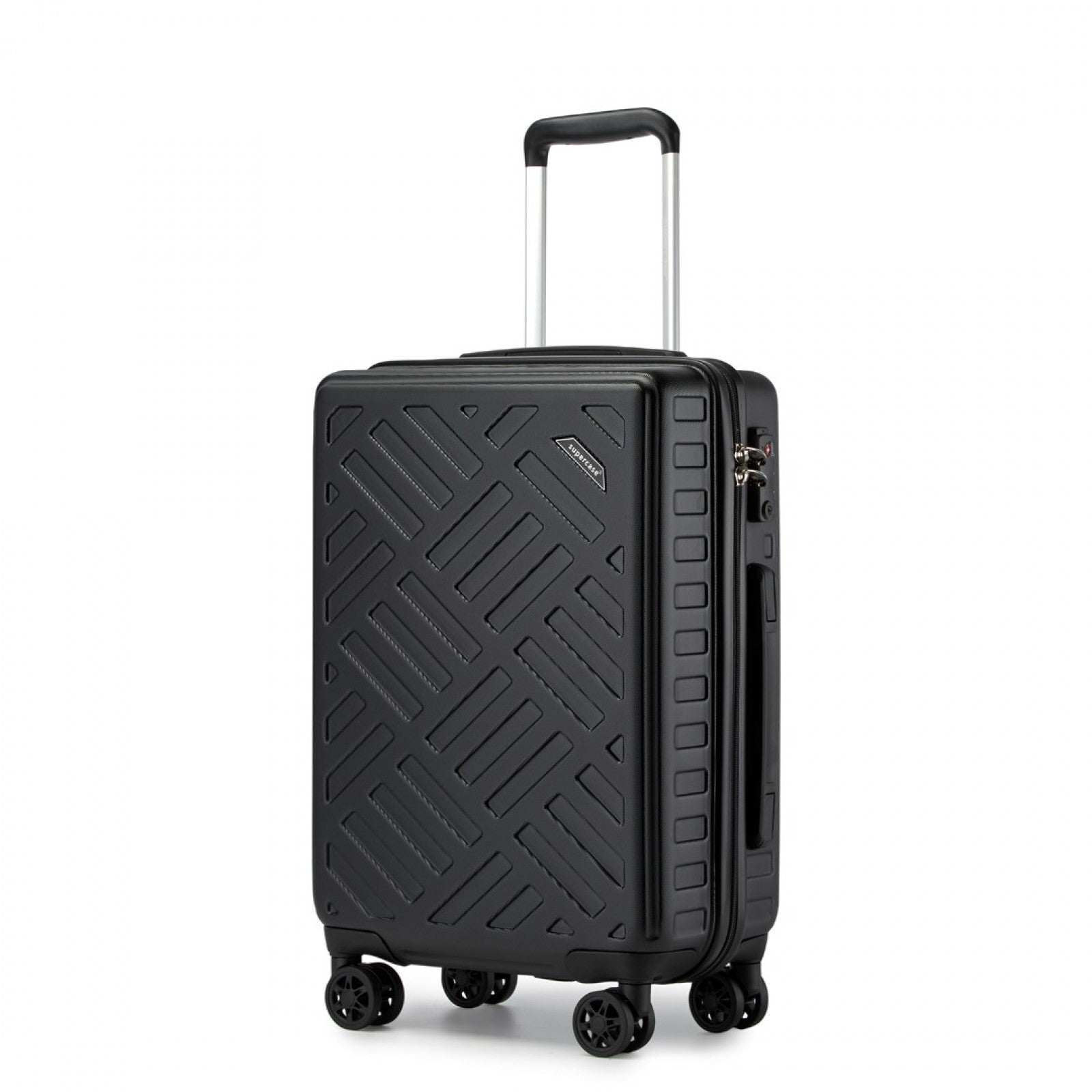 Supercase 20 Inch Sleek Geometric Pattern Hard Shell ABS+PC Cabin Carry-On Suitcase with TSA Lock - Black