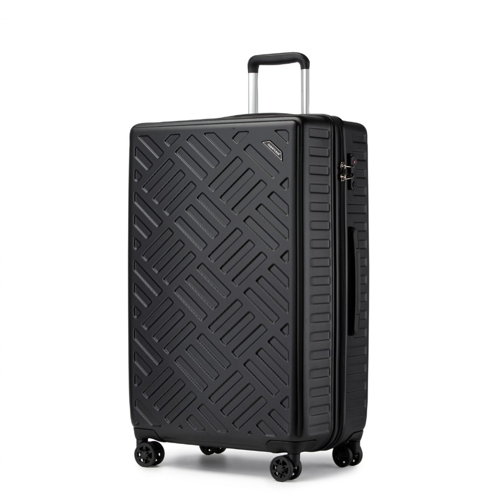 Supercase 28 Inch Sleek Geometric Pattern Hard Shell ABS+PC Check-In Suitcase with TSA Lock for Effortless Travel - Black