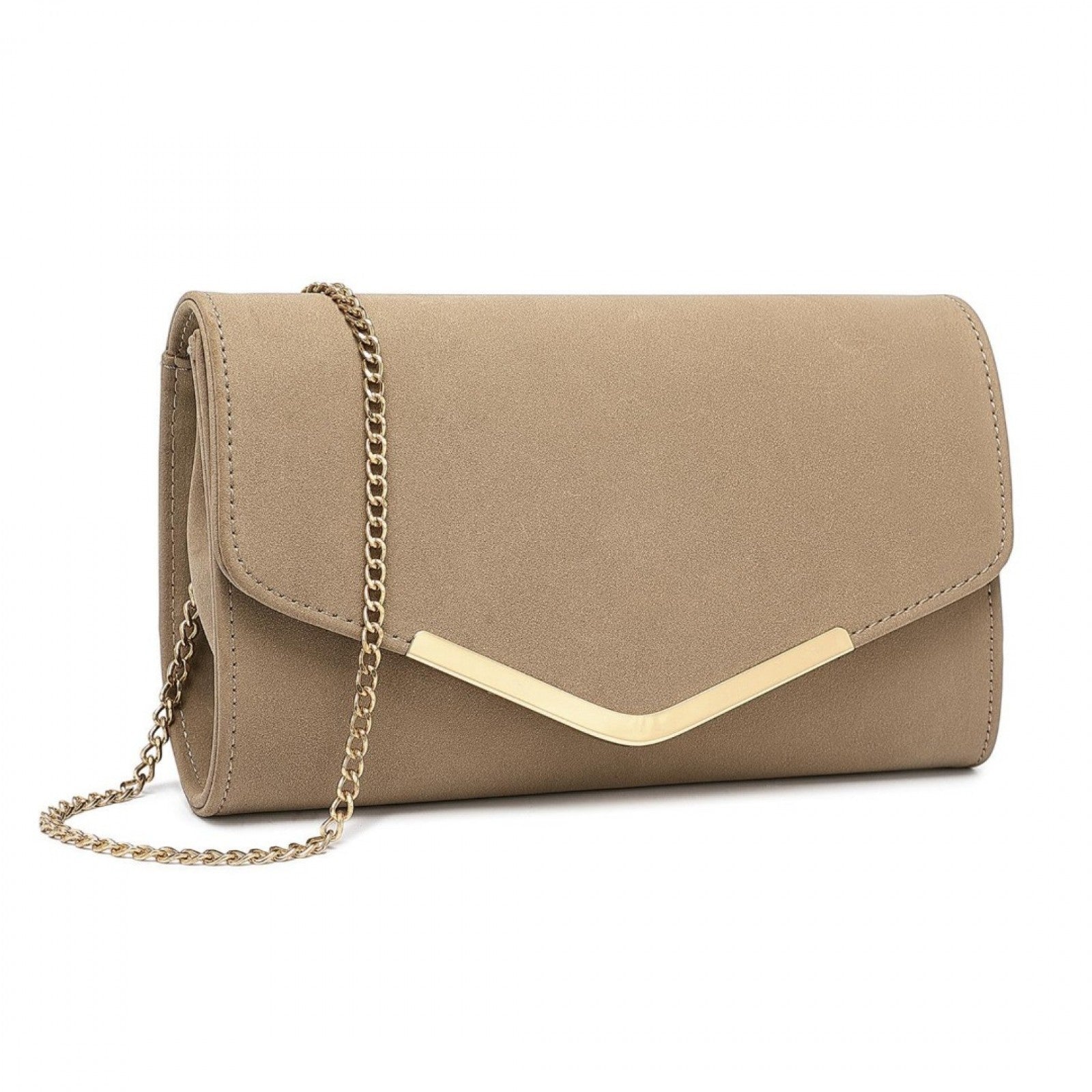 Miss Lulu Leather Look Envelope Clutch Bag - Khaki