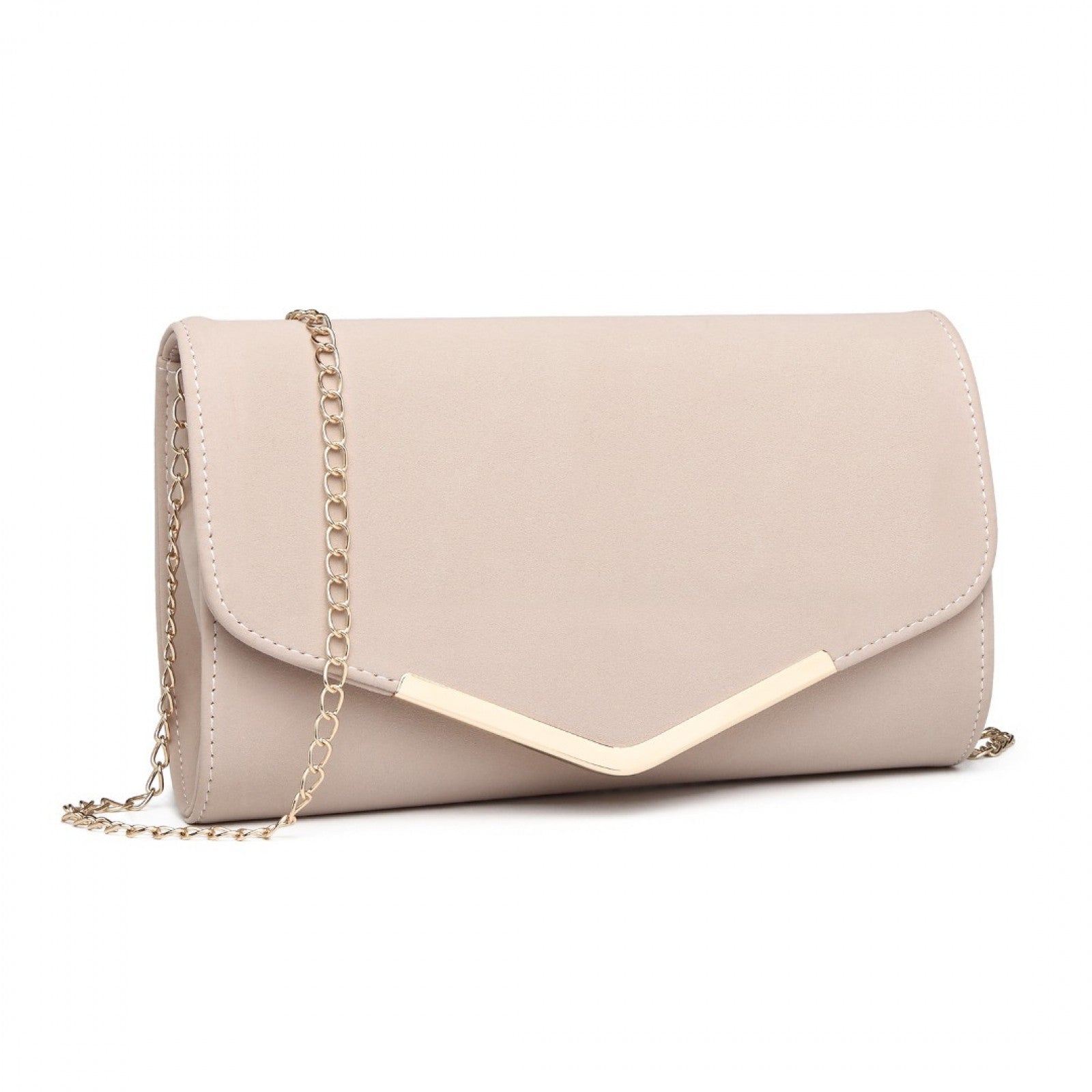 Miss Lulu Leather Look Envelope Clutch Bag - Pink