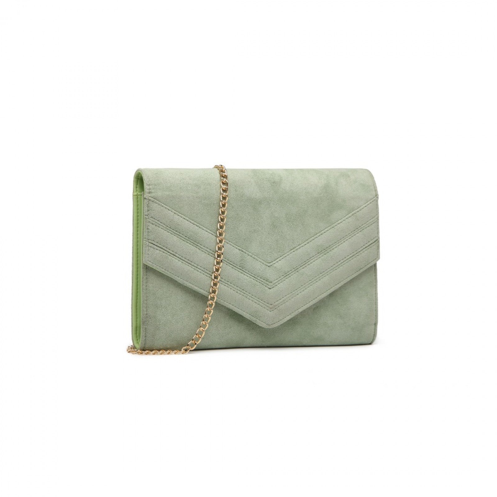 MISS LULU CHEVRON ENVELOPE CLUTCH BAG - GREEN