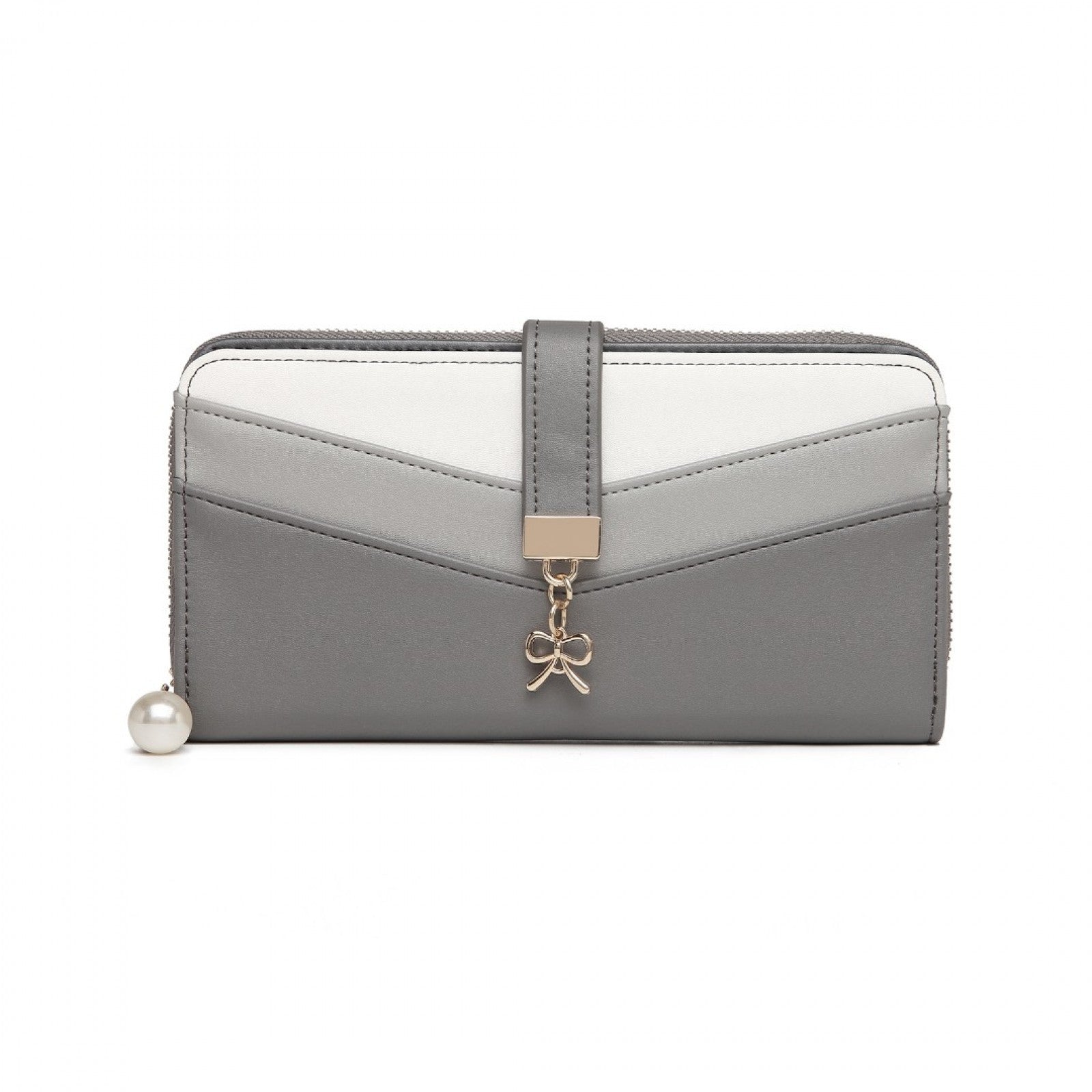 Miss Lulu Mixed Colour Women's Leather Look Clutch Purse - Grey