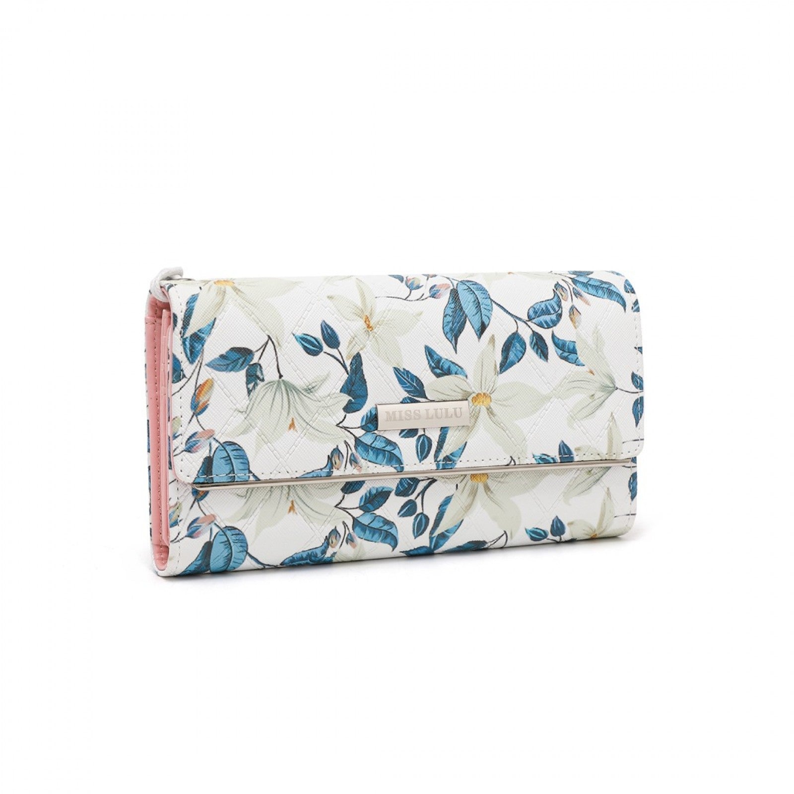 Miss Lulu Ladies' Flower Printed PU Leather Long Purse - Beige