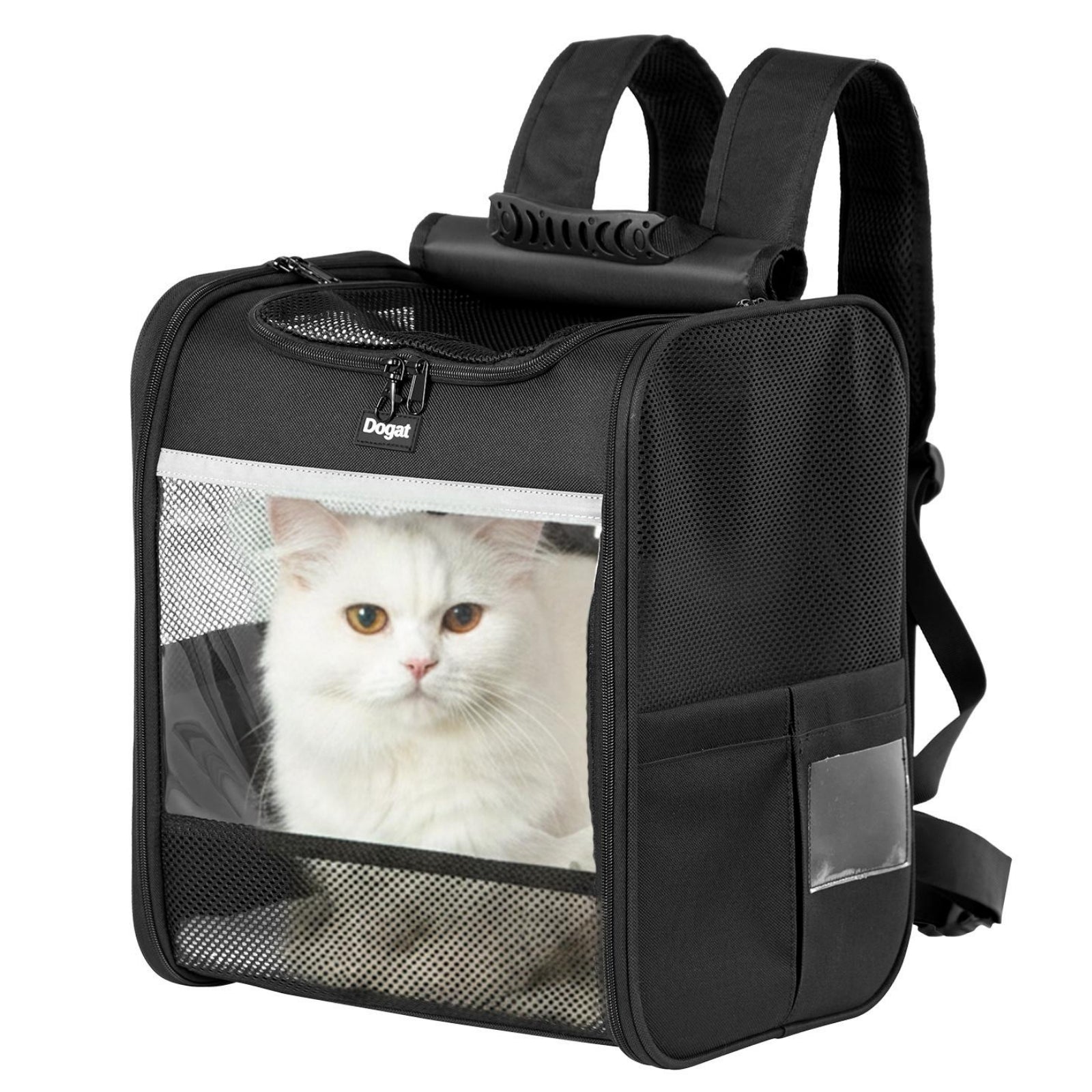 Dogat Foldable And Durable Pet Backpack Carrier Travel Bag for Cats and Small Dogs - Black