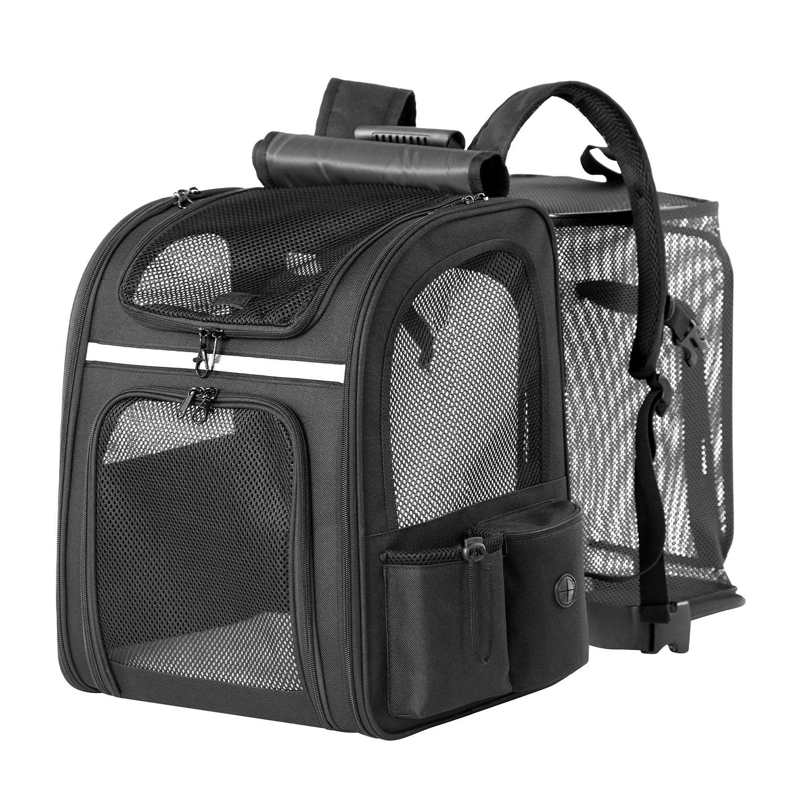 Dogat Expandable And Foldable Pet Backpack Carrier with Ventilated Mesh Windows Comfortable & Secure Design - Black