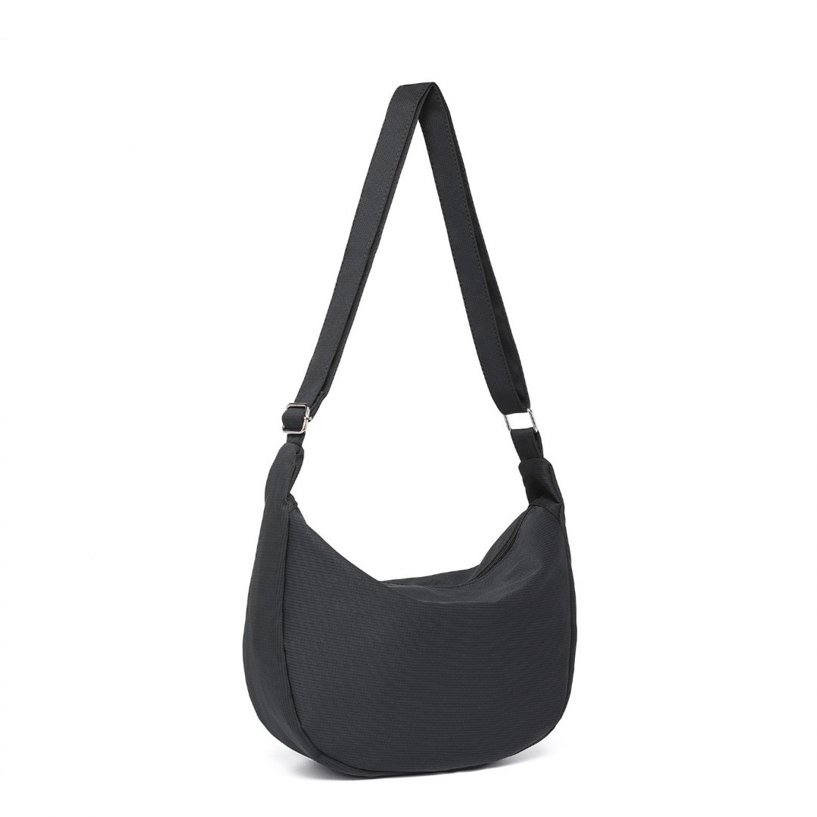 Water-resistant Portable Crescent Shoulder Cross Body Bag - Black