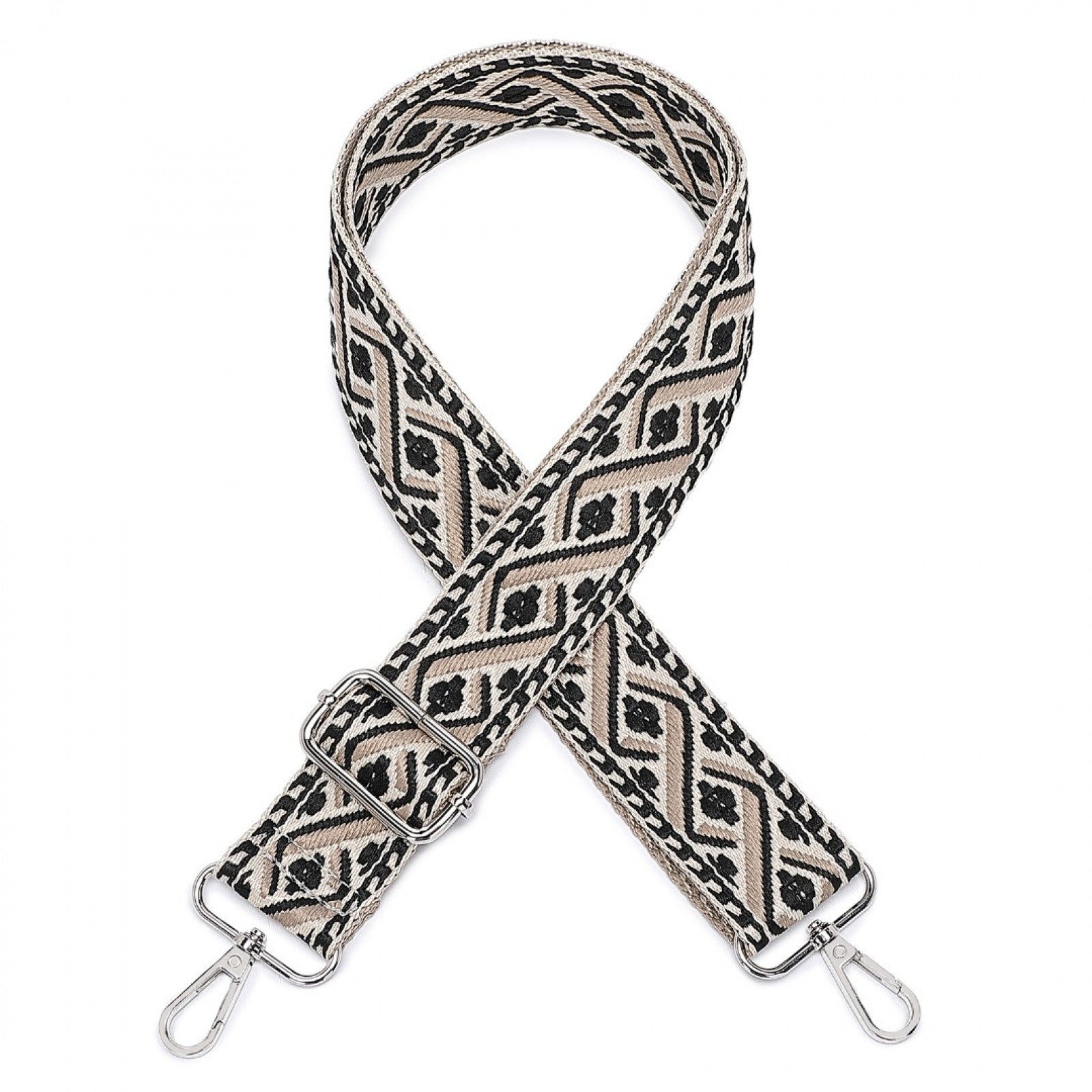 Miss Lulu Stylish Adjustable Patterned Shoulder Strap for All Bag Types - Black