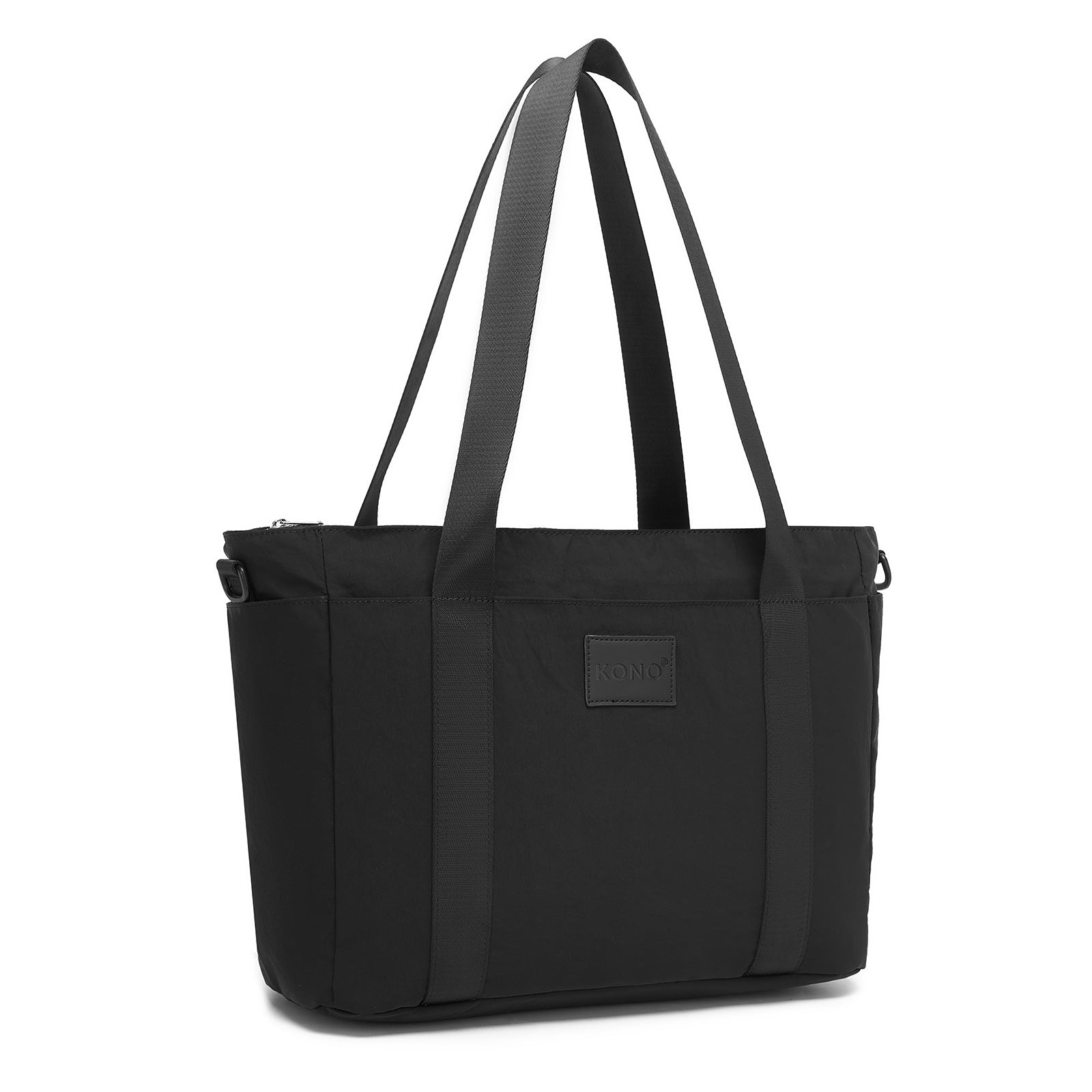 Kono Comfortable and Easy-Carry Large-Capacity Travel Tote with Laptop Sleeve, Trolley Sleeve and Crossbody Strap - Black
