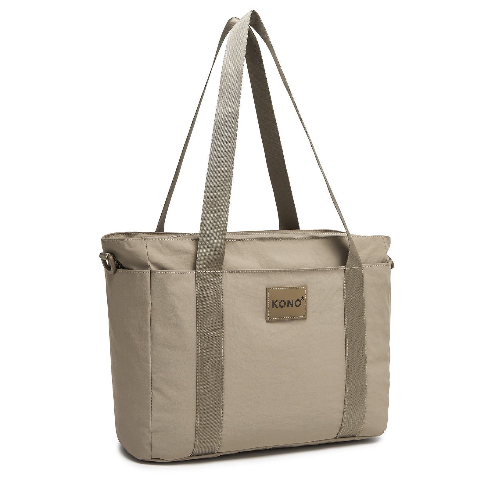 Kono Comfortable and Easy-Carry Large-Capacity Travel Tote with Laptop Sleeve, Trolley Sleeve and Crossbody Strap - Khaki
