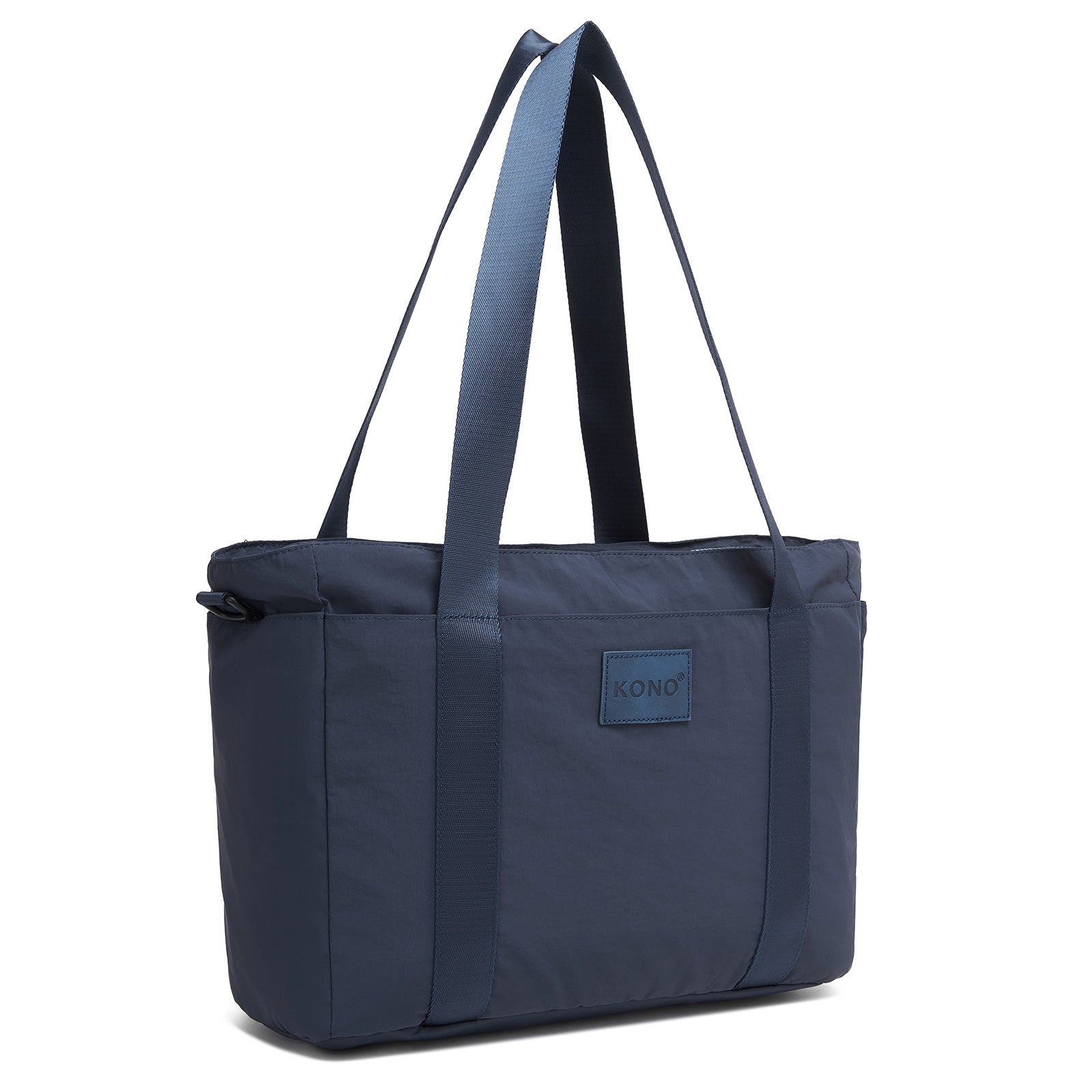 Kono Comfortable and Easy-Carry Large-Capacity Travel Tote with Laptop Sleeve, Trolley Sleeve and Crossbody Strap - Navy