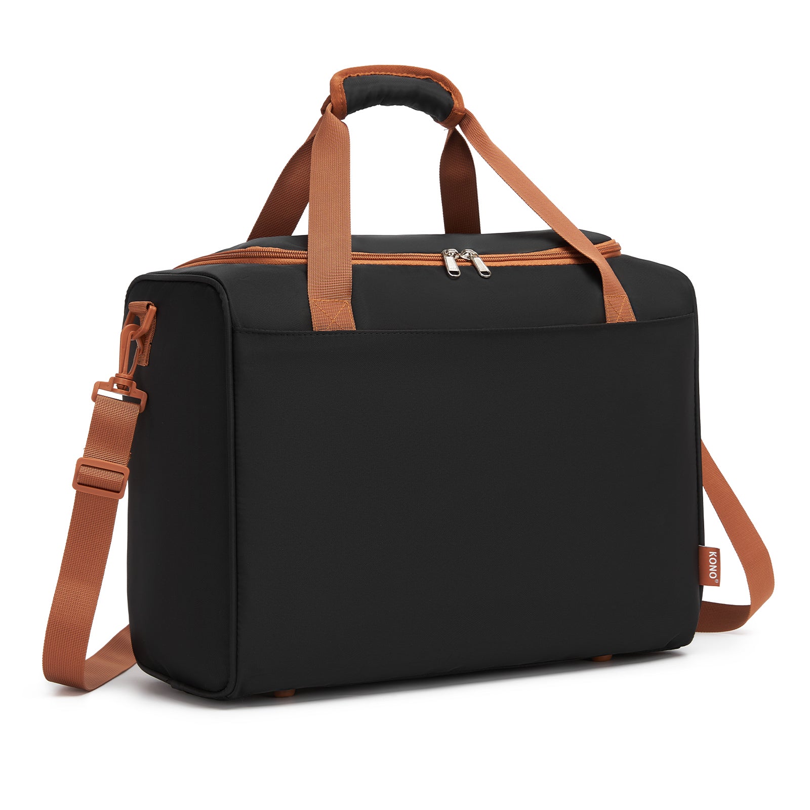 Kono Compact and Lightweight 40×30×20 Personal-Item Travel Bag - U-Zip Wide Opening And Trolley Sleeve - Black and Brown