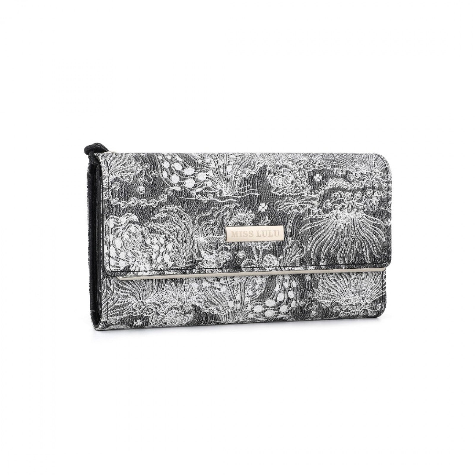 Miss Lulu Elegant Women's Long Purse with Detachable Wrist Strap And Multi-Card Organizer - Black