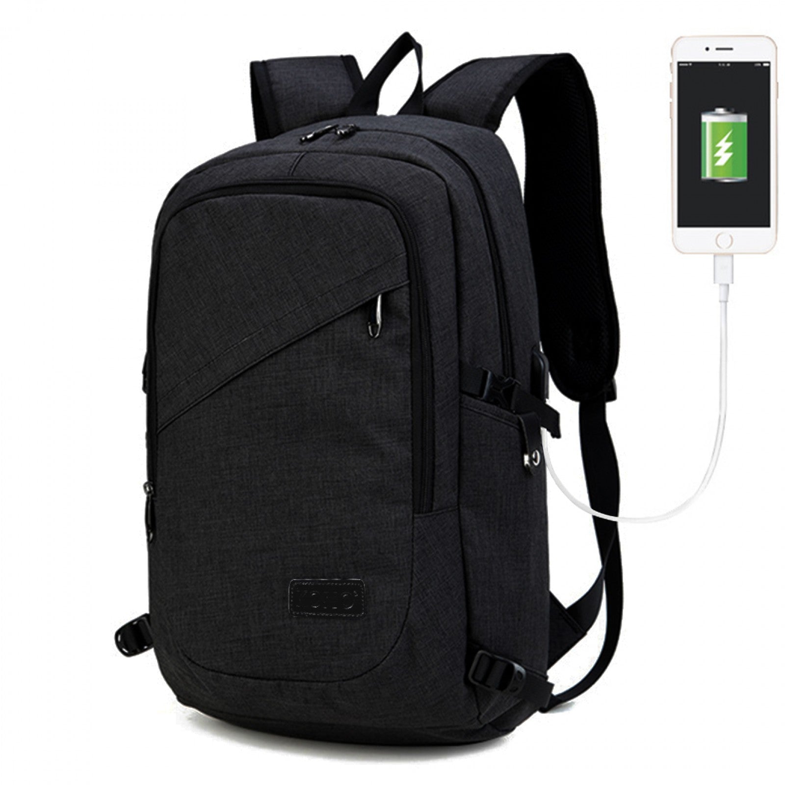 Kono Business Laptop Backpack with USB Charging Port - Black